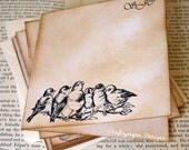 Custom personalized Vintage Bird Notecards with Envelopes 4 x 4-Set of 10-by Craftypagan Designs