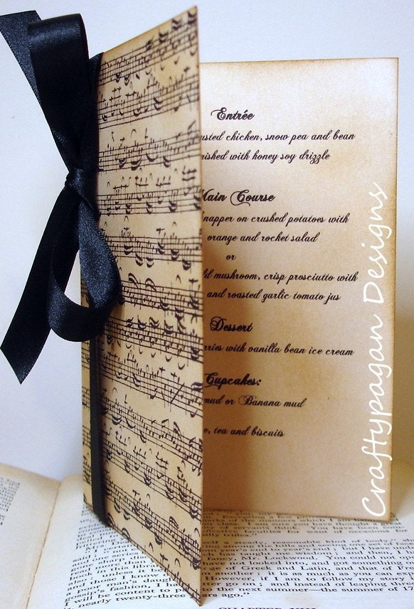 Wedding Menu or Order of Service Music Notes by Craftypagan Designs