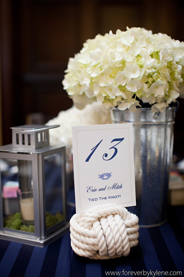Nautical Wedding, 12 Nautical rope table number holders - 12 wedding knots for that beach wedding