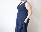 Vintage Navy Blue Sleeveless Maxi Dress