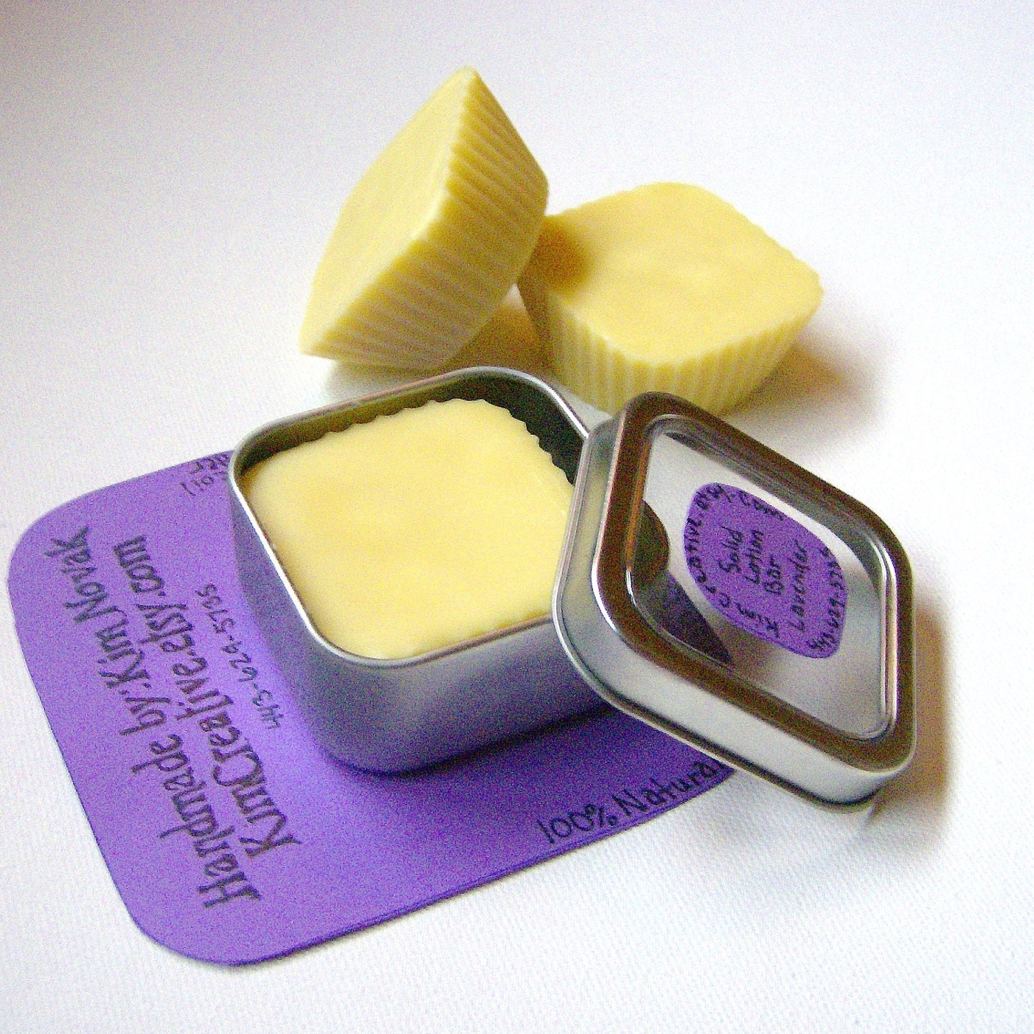 Lavender Solid Lotion Bar for dry skin contains no water or alcohol