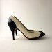 sale / Vintage RHYTHM STEP Blue and Cream High Heel Pumps / size 6.5N