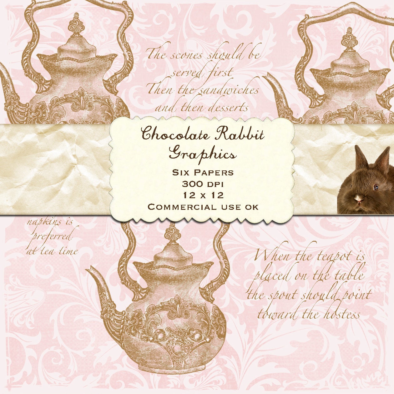 Vintage Victorian Digital Scrapbook Paper Pack Ladies Tea Download Background Papers Commercial Use OK