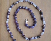 Beaded Morse Code Harmony Necklace in amethyst moonstone and crazy purple agate
