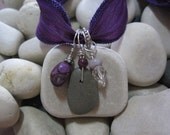 Purple silk wrist wrap bracelet with charms