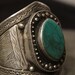 Tribal silver cuff bracelet - old Kuchi jewelry with blue green turquoise - nice patina FREE SHIPPING SALE