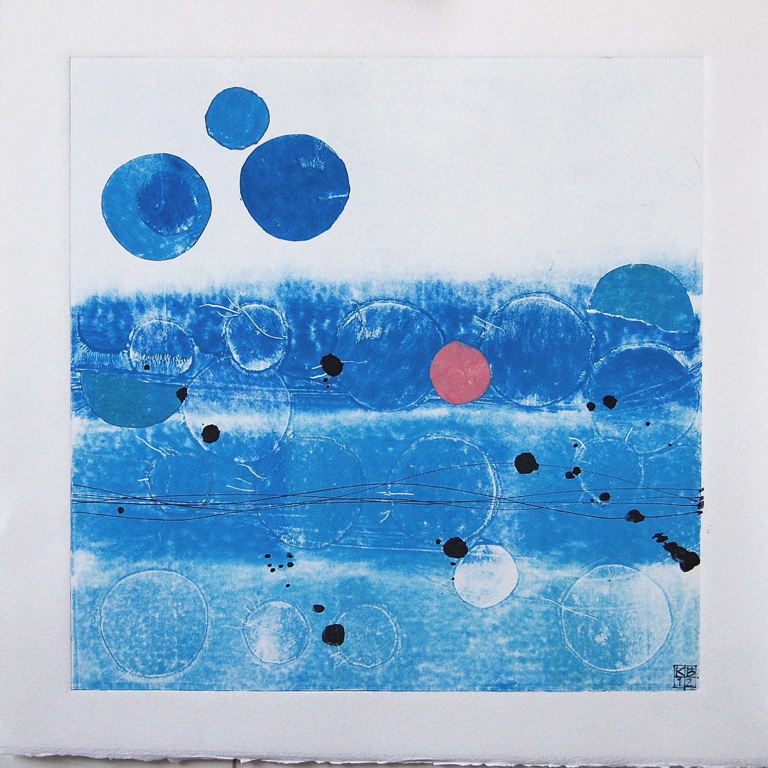 Contemporary Fine Art Abstract Monoprint : Protozoa