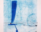 Contemporary Abstract Original Monoprint : At Sea