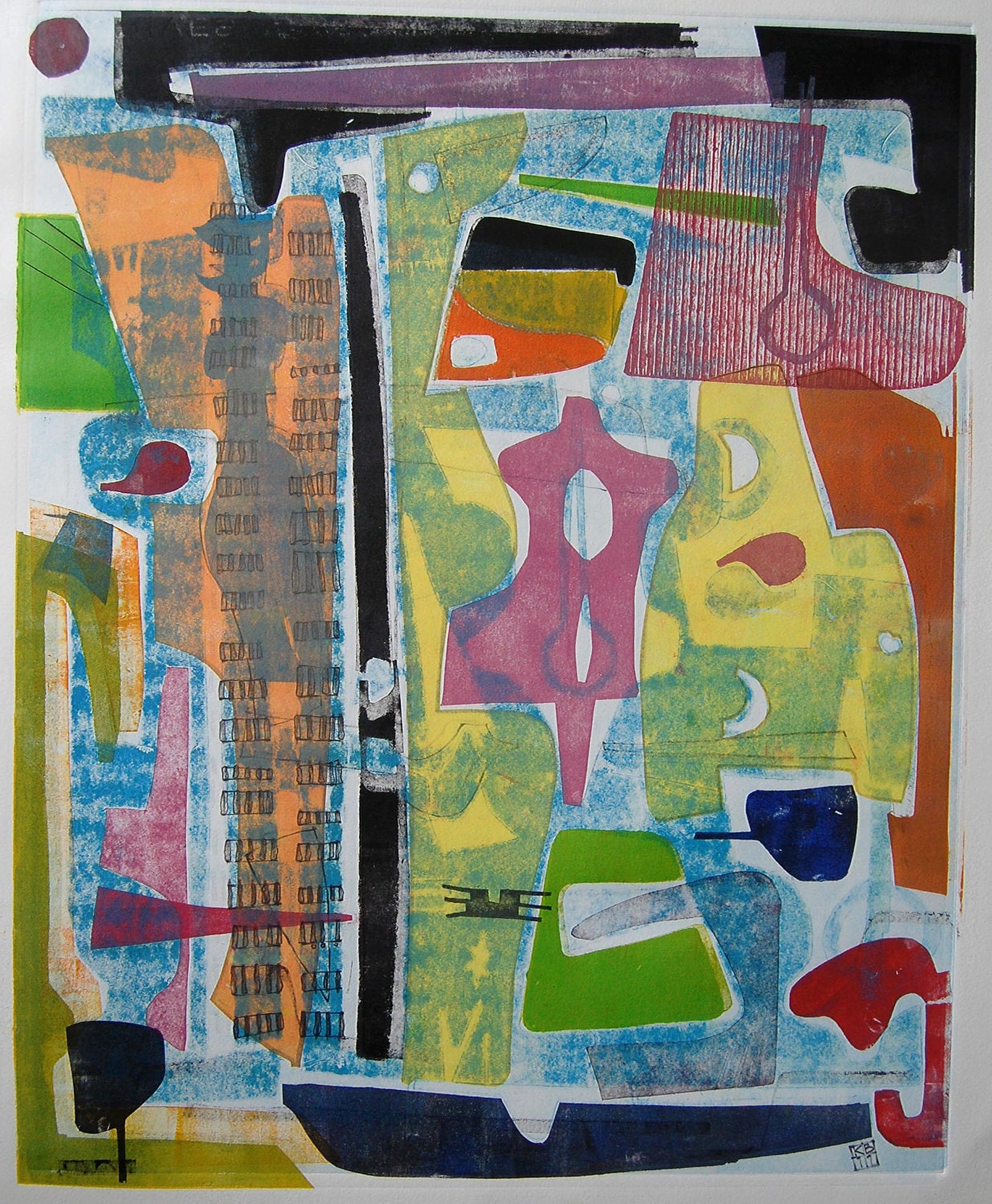 Modern Fine Art Monoprint : Waldo Gate