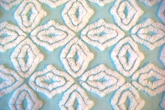 Hofmann Aqua Star Snowflake Vintage Chenille Bedspread Fabric