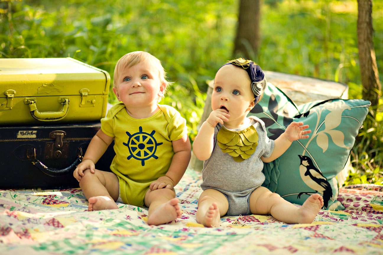 Baby Girl Bodysuit, Moss Green Layers On Heather Grey, Mermaid Style, Newborn To 24 Month