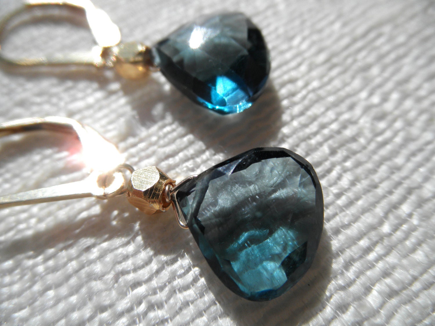 RESERVED LISTING - Large london blue topaz earrings - topaz earrings - blue earrings - gold earrings - L A U R E N