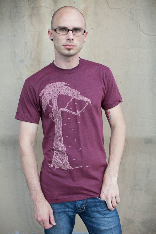 Elephant Tree T Shirt - american apparel heather cranberry