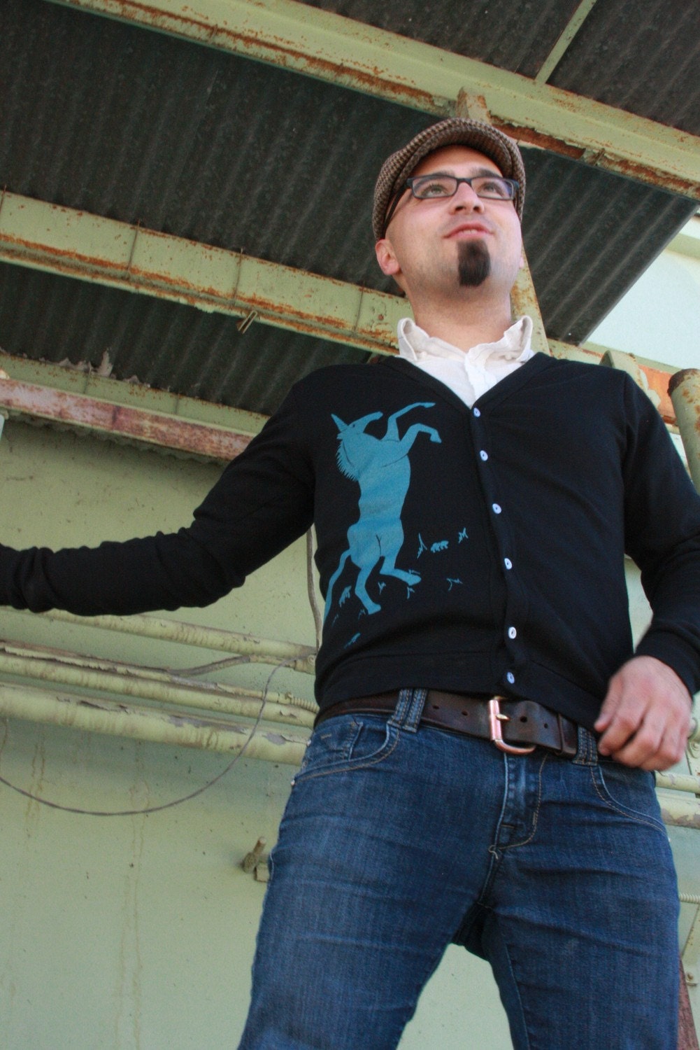 Unicorn Cardigan in Black - Unisex