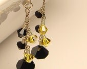 cascade yellow and black crystal swarovski earrings