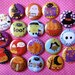 18 Halloween Cute Treats - Flat Back Cabochons Buttons - hair bow supplies - 1 inch 25mm - Set A