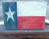 Medium Texas Flag Folk Wall Art Made from Rustic Reclaimed Fencewood