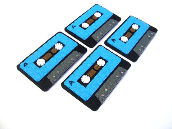 Cassette Tape Felt Applique (Set of 4 pieces)