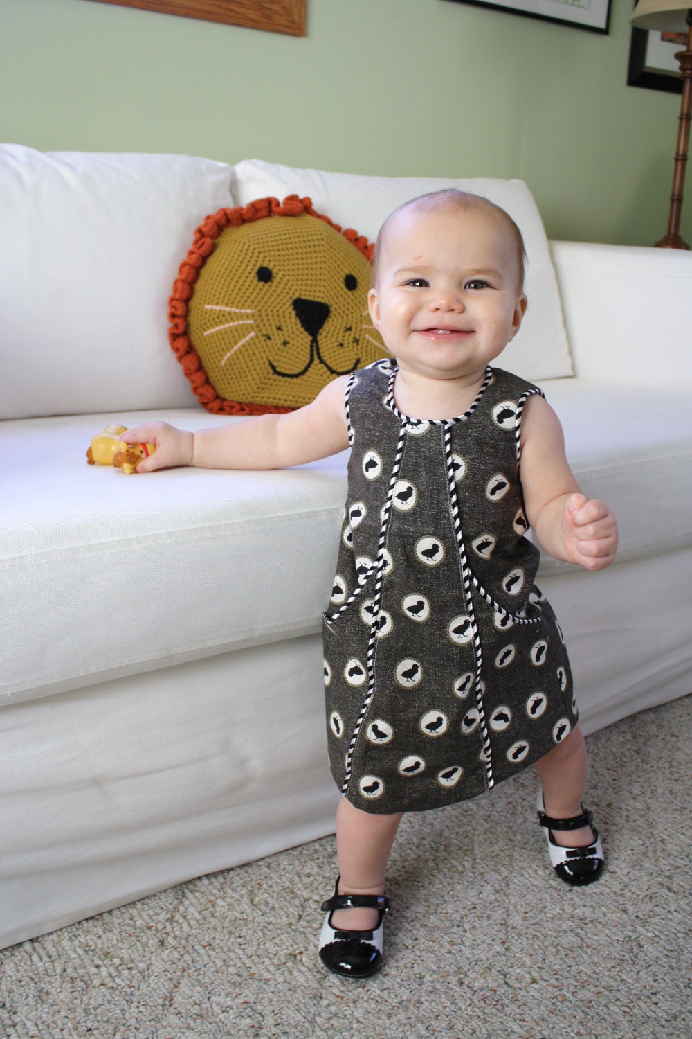 Baby Toddler Dress PDF Sewing Pattern and Tutorial (sizes: 6m, 12m, 18m, 2t, 3t, 4, 5) CITY JUMPER, Instant Download