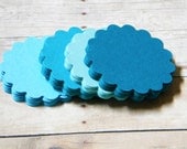 Scalloped Round  Tags Wish Tree Journaling Spots Banner Escort Cards Set of 60 Shades of Teal  Turquoise  Aqua