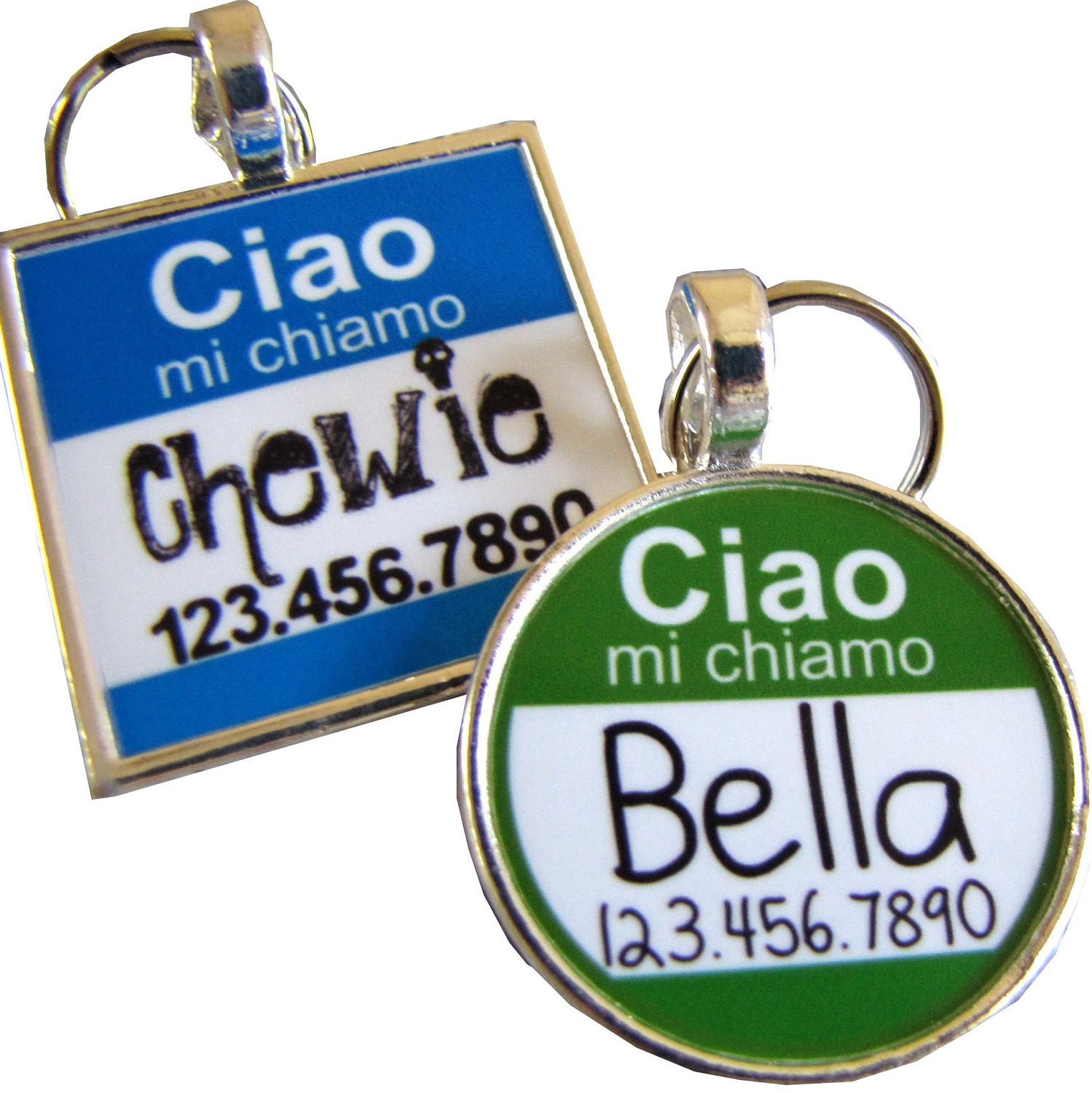 The Original "Ciao, Mi Chiamo"  Silver Pet ID Tag -As Seen In Modern Dog Magazine