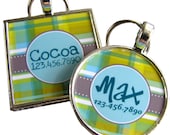 Green Plaid Custom Pet ID Tag