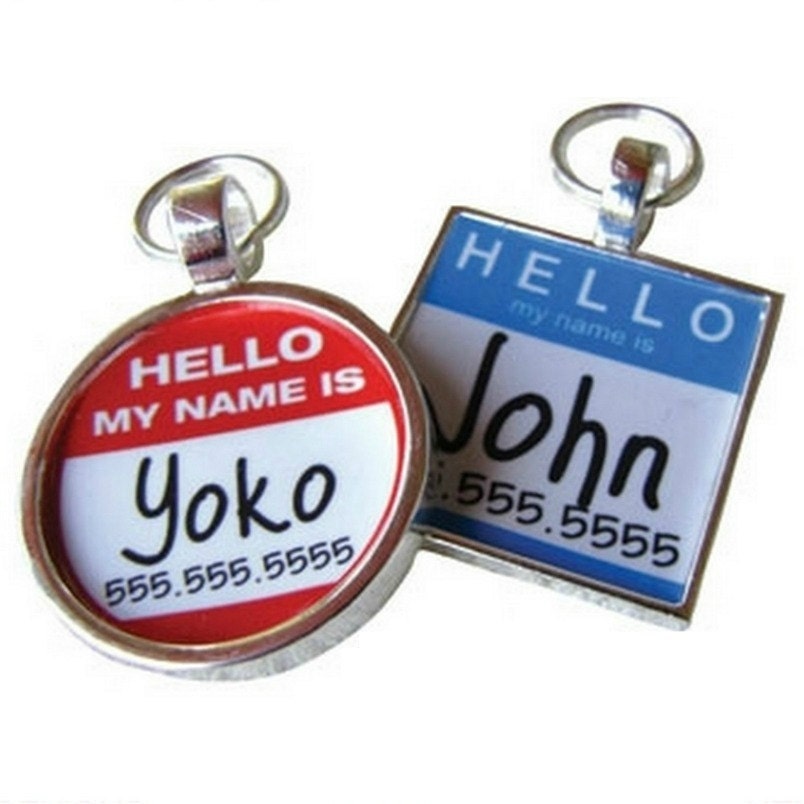 The Original "Hello My Name Is" Silver Pet ID Tag -As Seen In Modern Dog Magazine