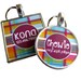 Pink and Blue Plaid Silver Custom Pet ID Tag