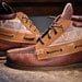 Handcrafted HIGHTOP Leather Boat Shoes - Purple, Maroon, and Southwest Style Print - Etched Eagle - MADE to ORDER