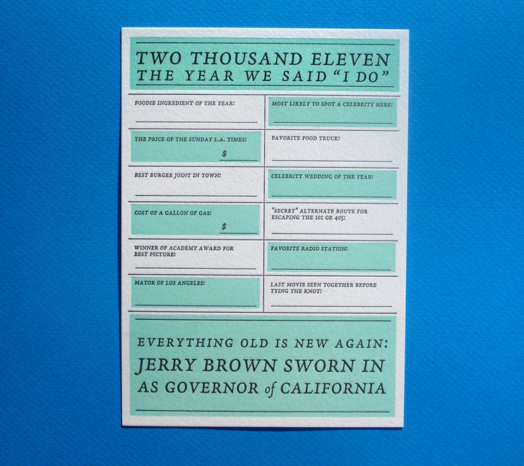 Los Angeles Wedding "The Year We Said 'I Do'" Letterpress Card