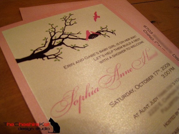 Building a Nest - Adorable and Elegant Baby Shower Invitation - Customizable Color and Text