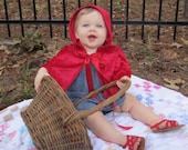 Crushed Panne Velvet Little Red Riding Hood Cape - One Size 1-3T