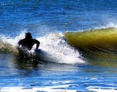 Catch a Wave - Surfer Photography Folly Beach Charleston Ocean South Carolina Blue Green White Black Fine Art Print - 5x7 Photograph