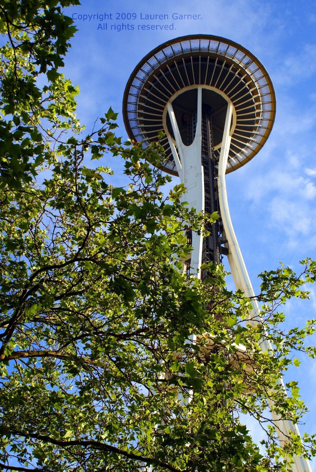 Needle in the Sky - 8x10 Photograph - Space Needle Seattle WA Washington Tower Blue Green Travel Fine Art Metallic Print