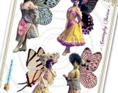 Instant Download - Digital collage sheet  COTTINGLEY FAIRIES  .png files and jpeg files woman wings french style clip art / PP125