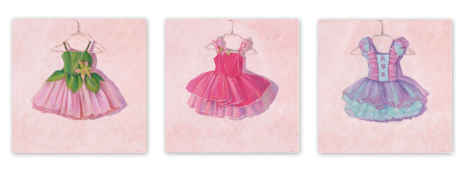 Ballerina Tutu Dress Art Prints 12x12 each, Set of 3, Ballerina Wall Art, Ballerina Canvas Art, Ballerina Decor