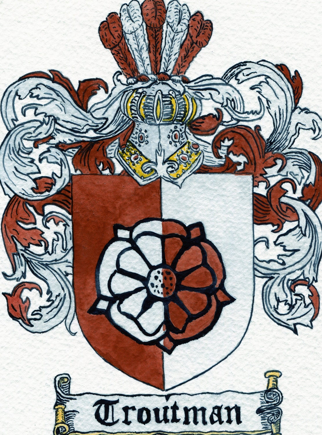 Your Family Coat of Arms or Family Crest Done in Watercolor by Michael Joe Moore