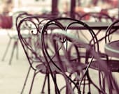 Cafe Chairs Photograph - Modern French Home Decor 11x14 Print - simple classic photography
