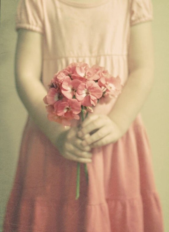 Flower Girl 8x10 Photograph - wedding gift for flower girl - sentimental soft pink print hydrangea photo