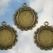 20 Bronze Fancy Round 20mm Bezel Charm Pendants - Fill With Resin or Your Own Cabs  (P600 x2)