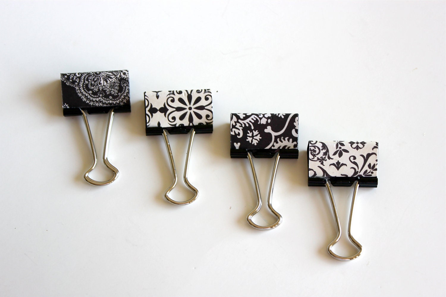 4 Boho Chic Stationery Binder Clips
