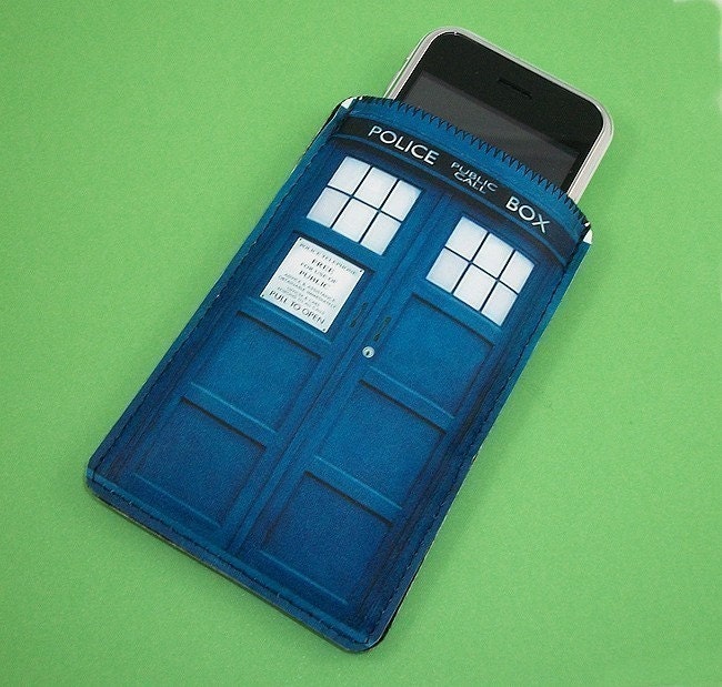 Sci-Fi Blue Police Phone Booth Gadget Case - Fits iPhone itouch Cell Phones and more