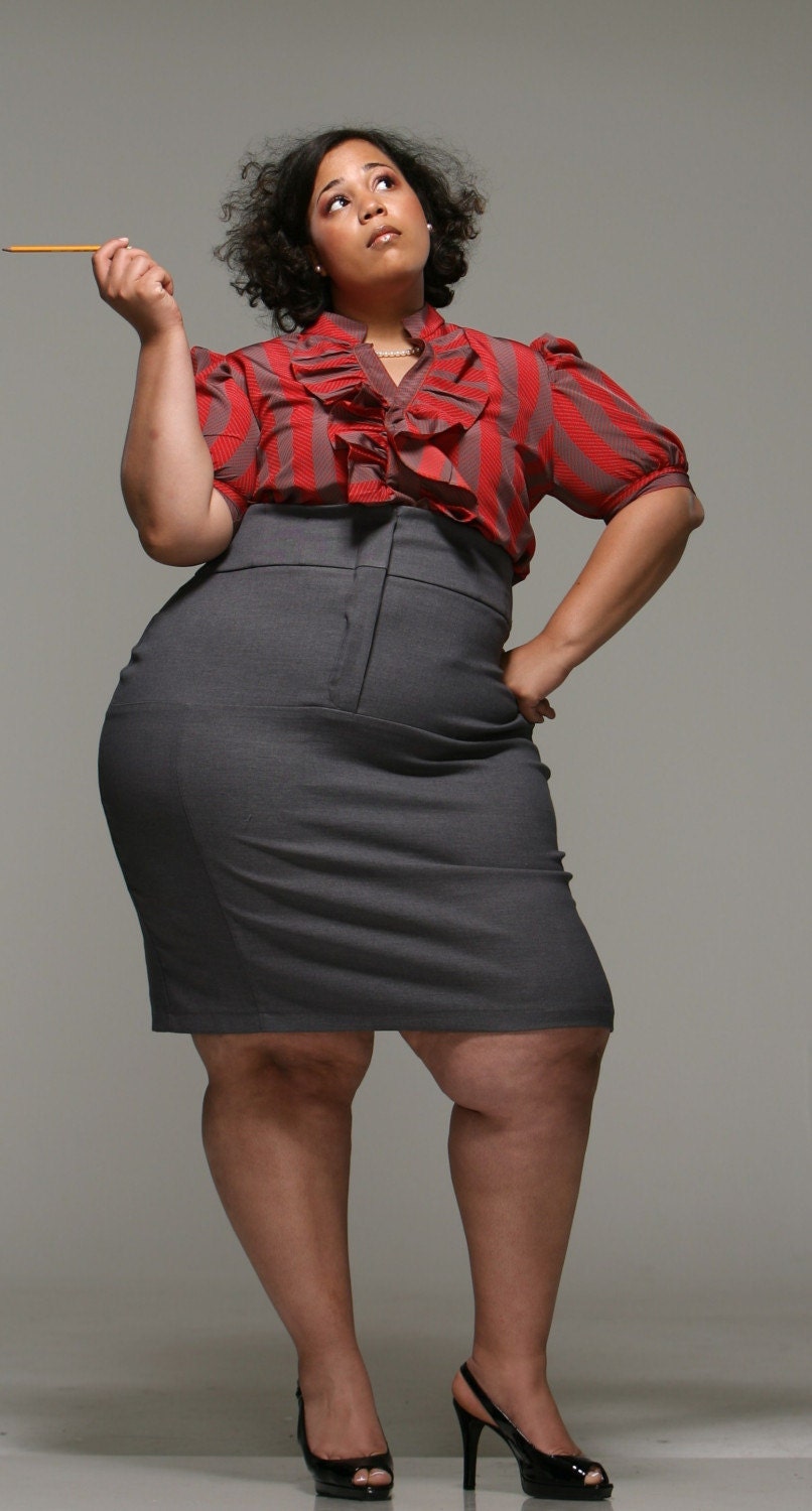 JIBRI Plus Size High Waist Pencil Skirt-