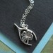 Wishbone and Shamrock Necklace, Wishbone Pendant, STERLING SILVER, Good Luck Jewelry, Shamrock Jewelry,