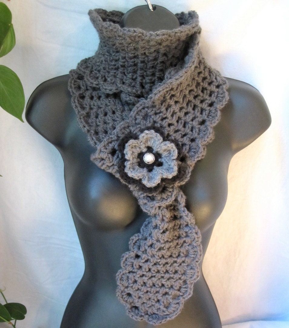 Crochet Scarf, Charcoal Grey Womens, Gifts for Her, Birthday Gifts, Holiday gifts, Fall, Handmade, SJE28