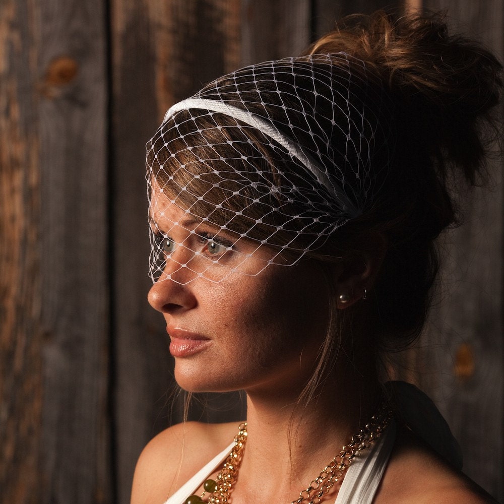 headband birdcage veil