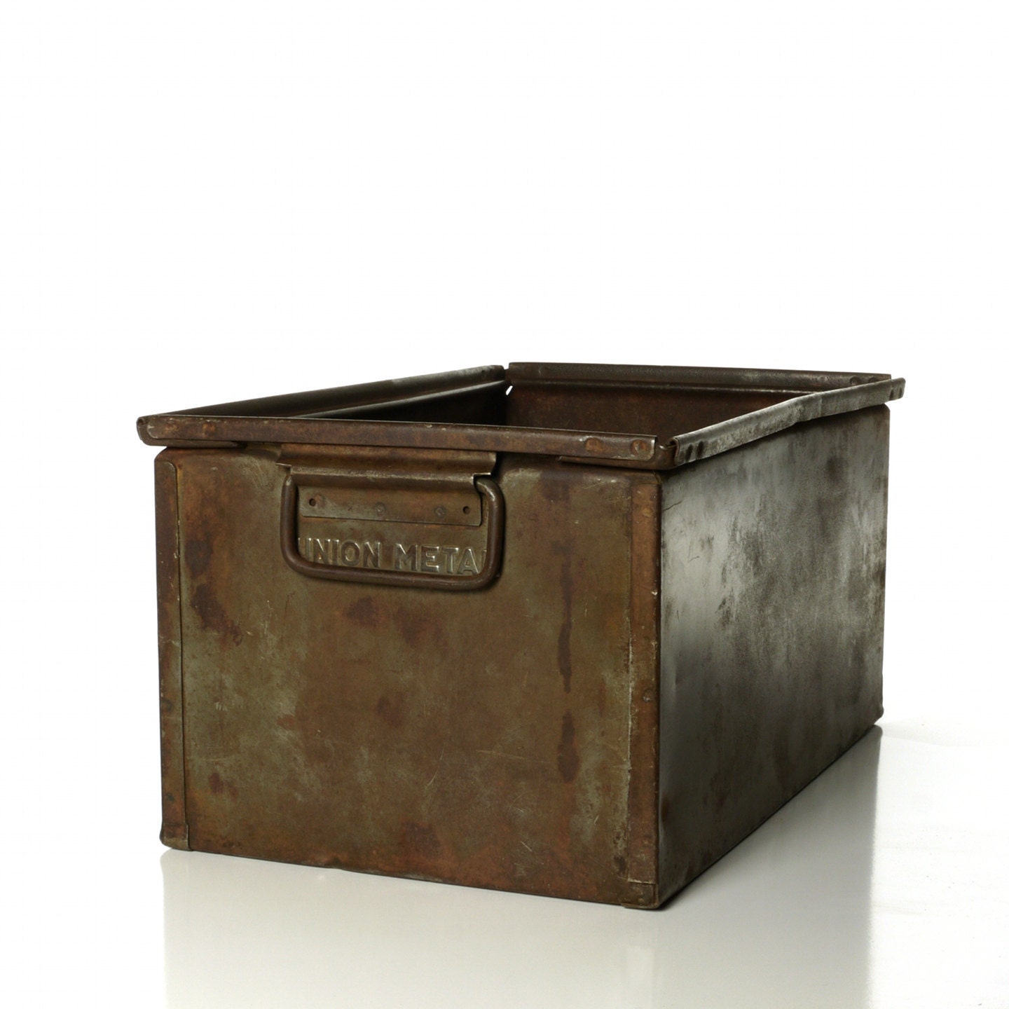 Vintage Union Metal Industrial Hardware Bin, Steel Box