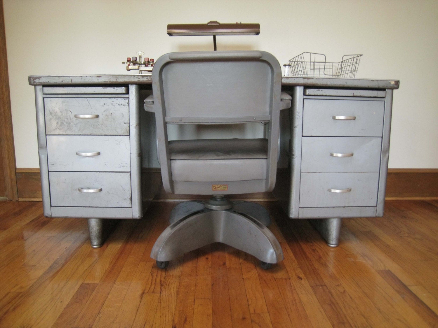 Vintage Industrial Tanker Desk and Chair