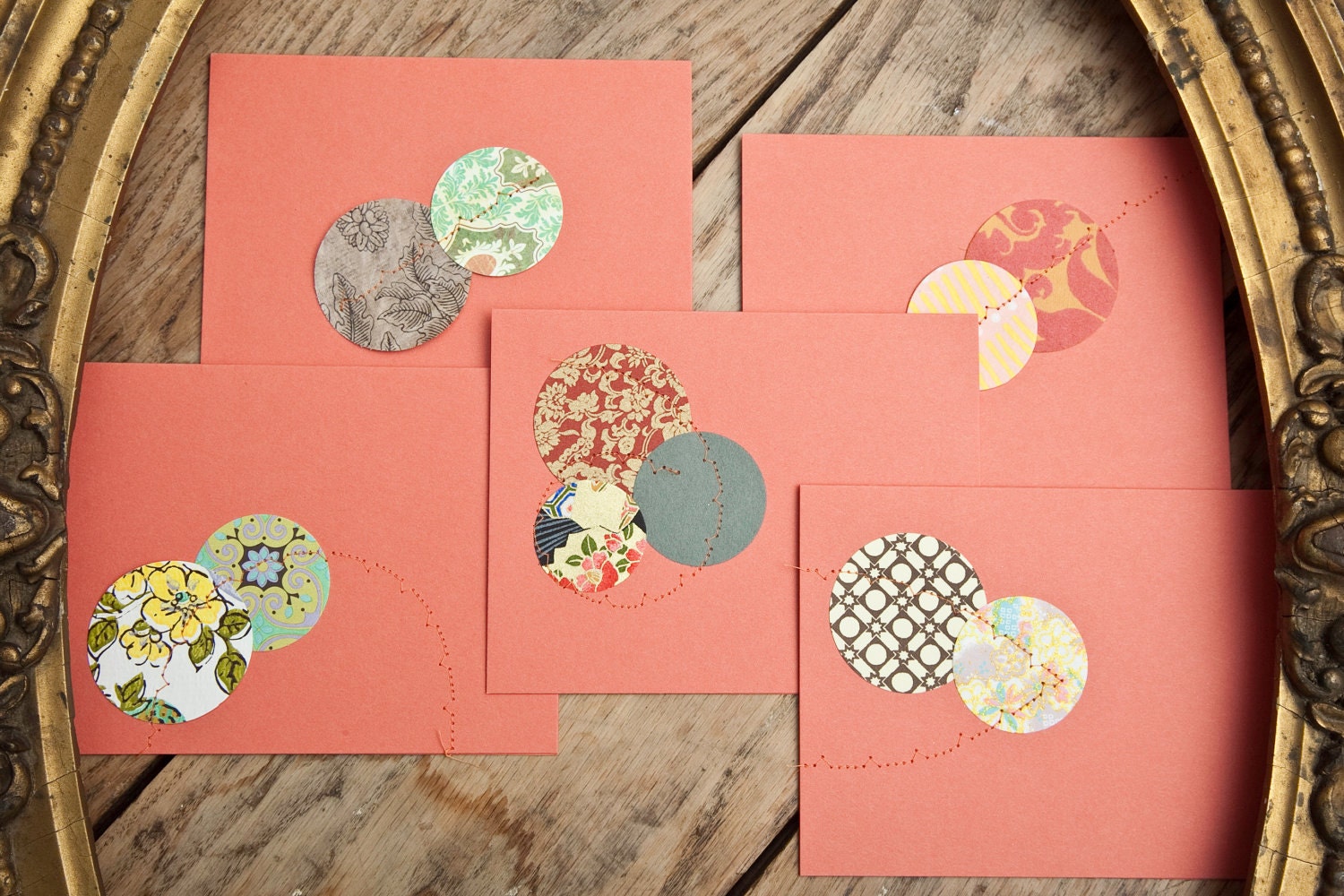 sewn stationery / set of five folded cards and envelopes / custom made to order