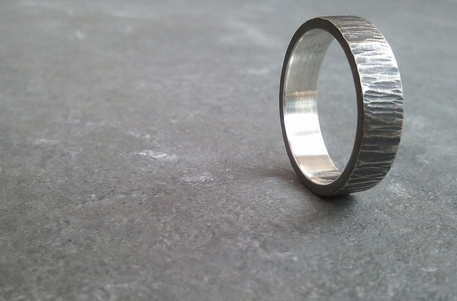 recycled sterling silver men's textured band